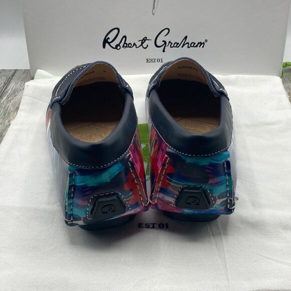 ROBERT GRAHAM Russell Leather Driver Loafer Shoe Hand Painted Size 9 - Picture 8 of 13